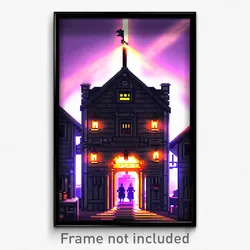 Pixel Art Poster - Black Inn (8 Bit Psychedelic Trippy Weird Video Game Print)