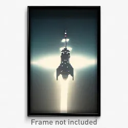 Pixel Art Poster - Bleak Spaceship (8 Bit Psychedelic Trippy Video Game Print)