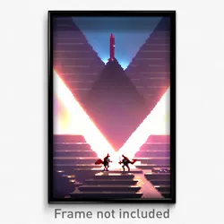 Pixel Art Poster - Triangular Conquest (8 Bit Psychedelic Video Game Print)