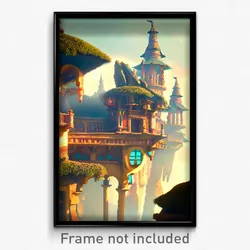 Pixel Art Poster - Whimsical Ancient Architecture (8 Bit Video Game Print)