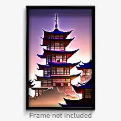Pixel Art Poster - Creative Pagoda (8 Bit Psychedelic Trippy Video Game Print)