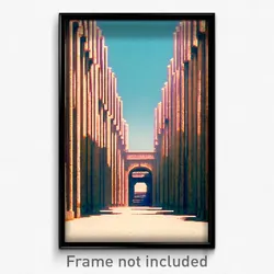 Pixel Art Poster - Wiry Aquaduct (8 Bit Psychedelic Trippy Video Game Print)