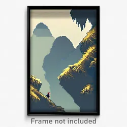 Pixel Art Poster - Puzzling Karst (8 Bit Psychedelic Trippy Video Game Print)