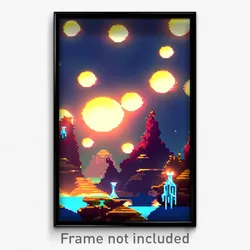 Pixel Art Poster - Shiny Badland (8 Bit Psychedelic Trippy Video Game Print)