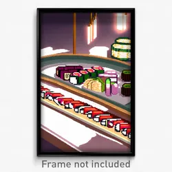 Pixel Art Poster - Original Sushi (8 Bit Psychedelic Trippy Video Game Print)