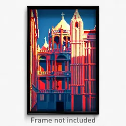 Pixel Art Poster - Arctic Spanish Architecture (8 Bit Video Game Print)