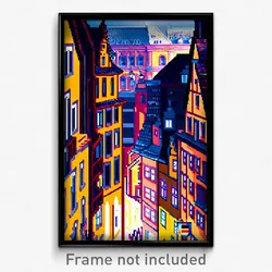 Pixel Art Poster - Stylish German City (8 Bit Psychedelic Video Game Print)