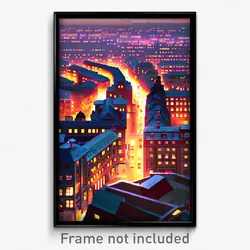 Pixel Art Poster - Mushy German City (8 Bit Psychedelic Trippy Video Game Print)