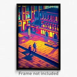 Pixel Art Poster - Classic Plaza (8 Bit Psychedelic Trippy Video Game Print)
