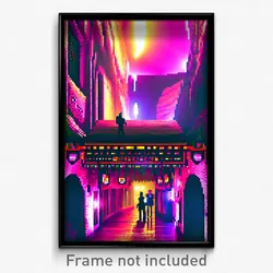 Pixel Art Poster - Shifty Cavern (8 Bit Psychedelic Trippy Video Game Print)