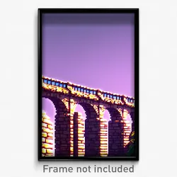 Pixel Art Poster - Warlike Aquaduct (8 Bit Psychedelic Trippy Video Game Print)