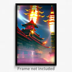 Pixel Art Poster - Dangerous Pagoda (8 Bit Psychedelic Trippy Video Game Print)