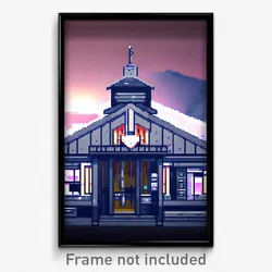Pixel Art Poster - Silver Lodge (8 Bit Psychedelic Trippy Video Game Print)