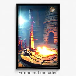 Pixel Art Poster - Giant Forge (8 Bit Psychedelic Trippy Weird Video Game Print)
