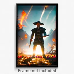 Pixel Art Poster - Warlike Thanksgiving (8 Bit Psychedelic Video Game Print)