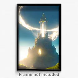 Pixel Art Poster - Heavenly Stronghold (8 Bit Psychedelic Video Game Print)