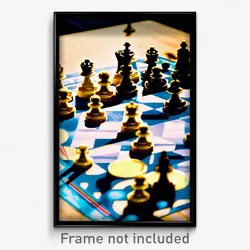 Pixel Art Poster - Notable Chess Board (8 Bit Psychedelic Video Game Print)