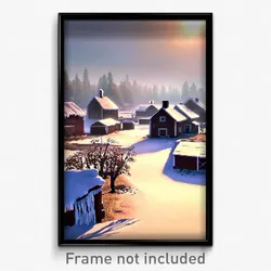 Pixel Art Poster - Frozen Farmstead (8 Bit Psychedelic Trippy Video Game Print)
