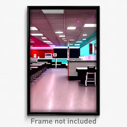 Pixel Art Poster - Silent 50'S Diner (8 Bit Psychedelic Trippy Video Game Print)
