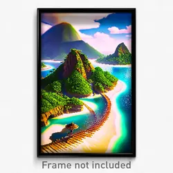 Pixel Art Poster - Energetic Exotic Island (8 Bit Psychedelic Video Game Print)
