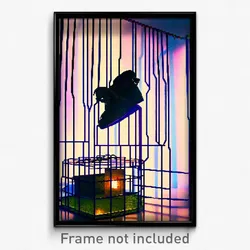 Pixel Art Poster - Wire Frame Shoebox (8 Bit Psychedelic Video Game Print)