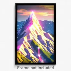 Pixel Art Poster - Sparkling Mountain (8 Bit Psychedelic Video Game Print)