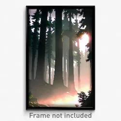Pixel Art Poster - Mysterious Woods (8 Bit Psychedelic Trippy Video Game Print)