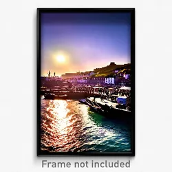 Pixel Art Poster - Bustling Harbour (8 Bit Psychedelic Trippy Video Game Print)