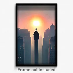 Pixel Art Poster - Famous Heights (8 Bit Psychedelic Trippy Video Game Print)