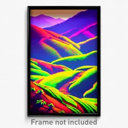 Pixel Art Poster - Vibrant Hills (8 Bit Psychedelic Trippy Video Game Print)