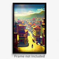 Pixel Art Poster - Valuable Town (8 Bit Psychedelic Trippy Video Game Print)
