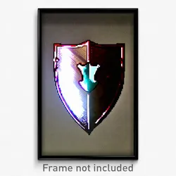 Pixel Art Poster - Zealous Shield (8 Bit Psychedelic Trippy Video Game Print)
