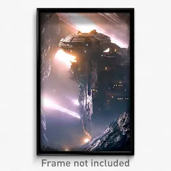 Pixel Art Poster - Cavernous Spaceship (8 Bit Psychedelic Video Game Print)