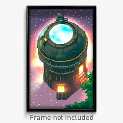 Pixel Art Poster - Extra Small Observatory (8 Bit Psychedelic Video Game Print)