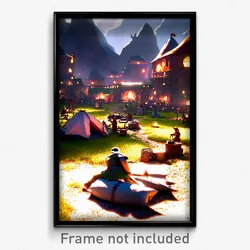 Pixel Art Poster - Villainous Encampment (8 Bit Psychedelic Video Game Print)