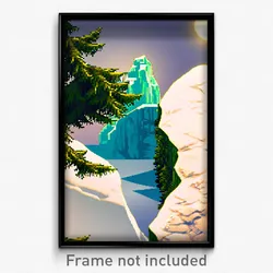 Pixel Art Poster - Evergreen Iceberg (8 Bit Psychedelic Trippy Video Game Print)