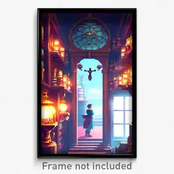 Pixel Art Poster - Puzzling Apothecary (8 Bit Psychedelic Video Game Print)