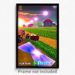 Pixel Art Poster - Virtual Farm (8 Bit Psychedelic Trippy Video Game Print)