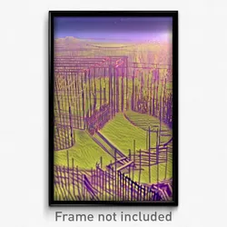 Pixel Art Poster - Complex Wire Frame Grassland (8 Bit Video Game Print)