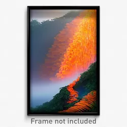 Pixel Art Poster - Orange Cascade (8 Bit Psychedelic Trippy Video Game Print)