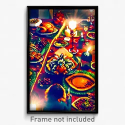 Pixel Art Poster - Worldly Thanksgiving (8 Bit Psychedelic Video Game Print)