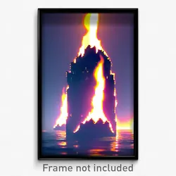 Pixel Art Poster - Hard To Find Flame (8 Bit Psychedelic Video Game Print)