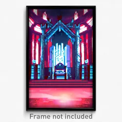 Pixel Art Poster - Monstrous Throne Room (8 Bit Psychedelic Video Game Print)