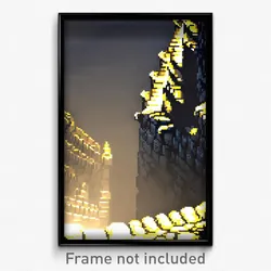Pixel Art Poster - Shadowy Battlements (8 Bit Psychedelic Video Game Print)
