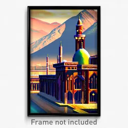 Pixel Art Poster - Mountainous Mosque (8 Bit Psychedelic Video Game Print)