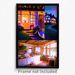 Pixel Art Poster - Remarkable Cottage (8 Bit Psychedelic Video Game Print)