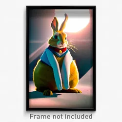 Pixel Art Poster - Immaculate Rabbit (8 Bit Psychedelic Trippy Video Game Print)