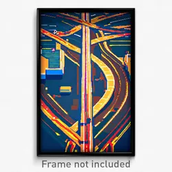 Pixel Art Poster - Spectacular Intersection (8 Bit Psychedelic Video Game Print)