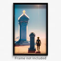 Pixel Art Poster - Sky Blue Tomb (8 Bit Psychedelic Trippy Video Game Print)