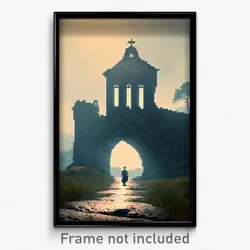 Pixel Art Poster - Faraway Hermitage (8 Bit Psychedelic Trippy Video Game Print)